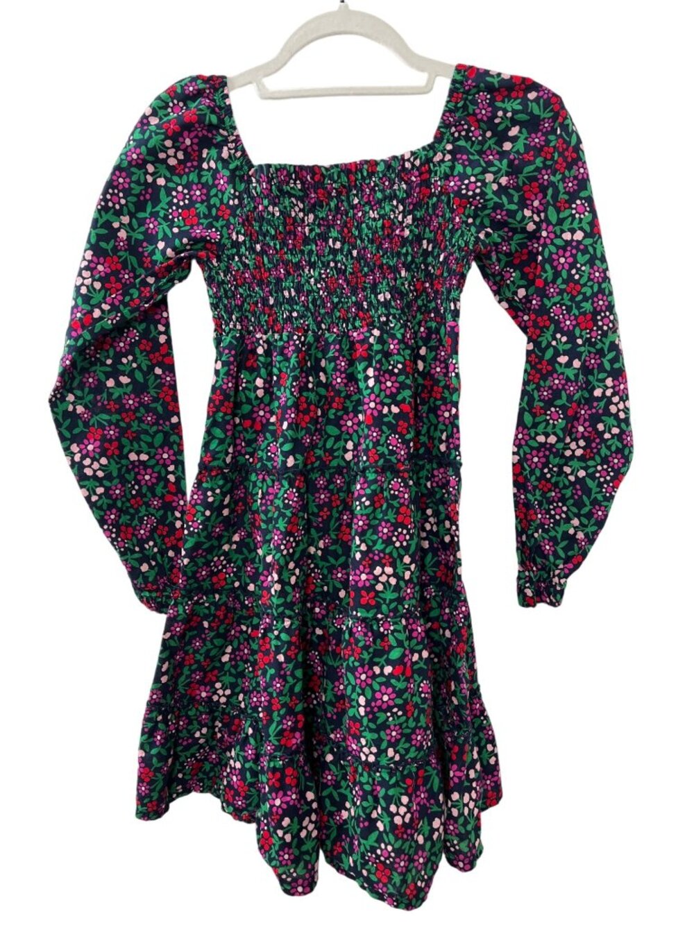 Crown Ivy Girls Boho Floral Dress Size L Smocked Long Sleeve